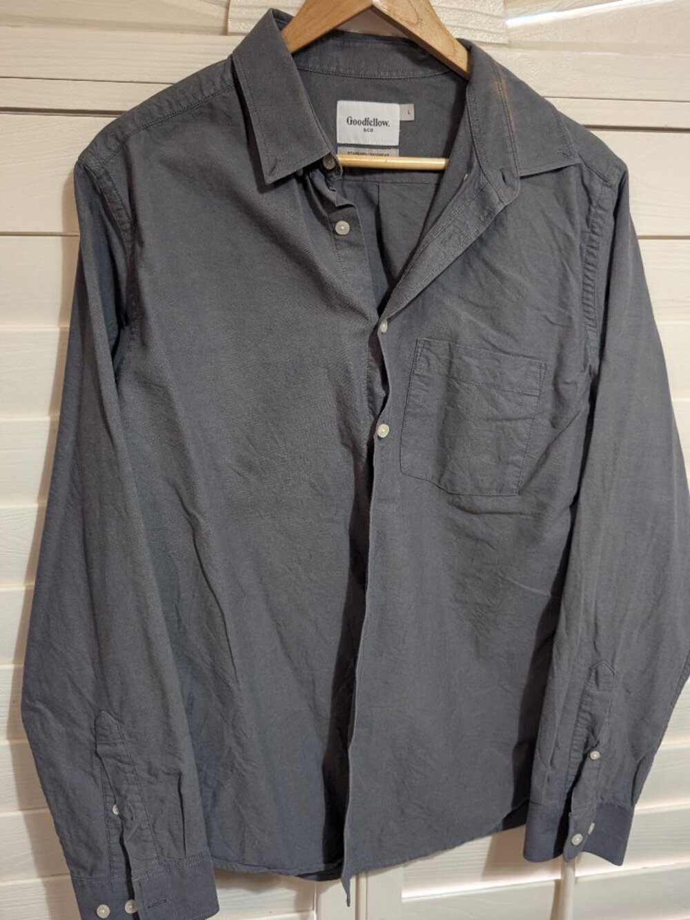 Goodfellow & Co Shirt Mens Large Gray Standard Fit Long Sleeve Flannel Button-Up